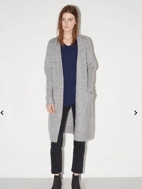 Acne Studio Raya Mohair-Blend Gray Long Cardigan Sweater - XSmall